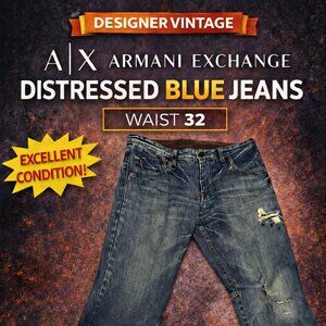 Designer Vintage Armani  Exchange Distressed Blue Jeans